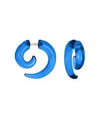 Bling Jewelry Round Swirl Spiral Tribal Fake Faux Ear Plug Taper Earrings Acrylic Resin Steel