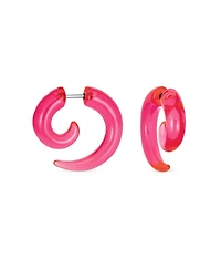 Bling Jewelry Round Swirl Spiral Tribal Fake Faux Ear Plug Taper Earrings Acrylic Resin Steel