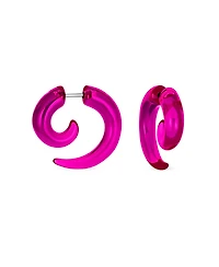 Bling Jewelry Round Swirl Spiral Tribal Fake Faux Ear Plug Taper Earrings Acrylic Resin Steel
