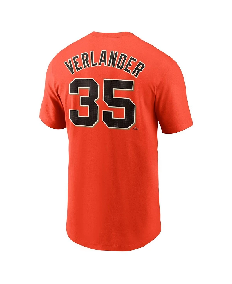 Nike Men's Justin Verlander Orange San Francisco Giants Fuse Name Number T-Shirt