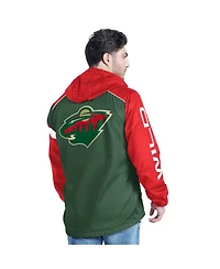 G-iii Sports by Carl Banks Men's Green/Red Minnesota Wild Lateral Half-Zip Hoodie Jacket