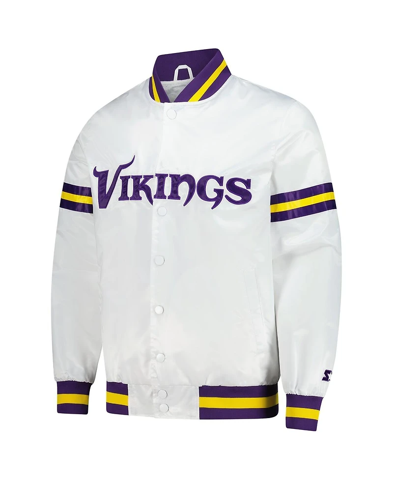 Starter Men's White Minnesota Vikings Scout Full-Snap Varsity Jacket