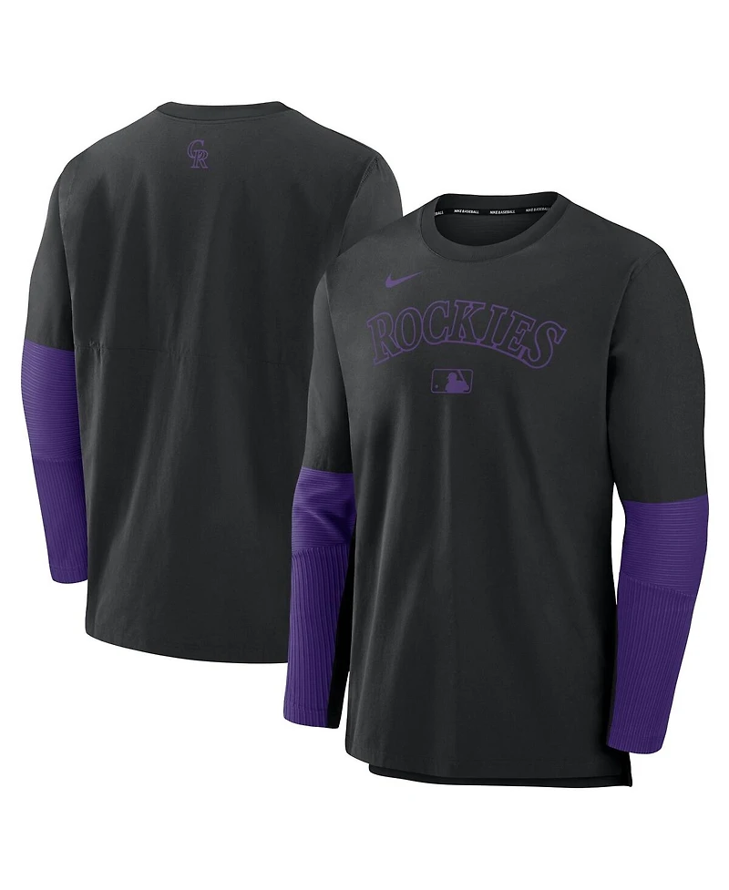 Nike Men's Black/Purple Colorado Rockies Authentic Collection Player Lightweight Performance Long Sleeve Top