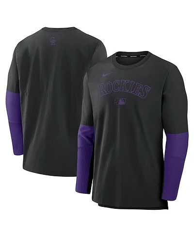 Nike Men's Black/Purple Colorado Rockies Authentic Collection Player Lightweight Performance Long Sleeve Top