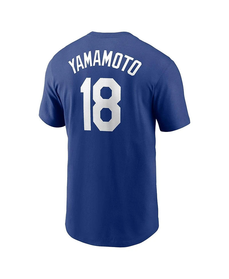 Nike Men's Yoshinobu Yamamoto Royal Los Angeles Dodgers Fuse Name Number T-Shirt