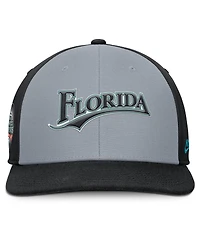 Nike Men's Gray/Black Florida Marlins Cooperstown Collection Pro Performance Snapback Hat