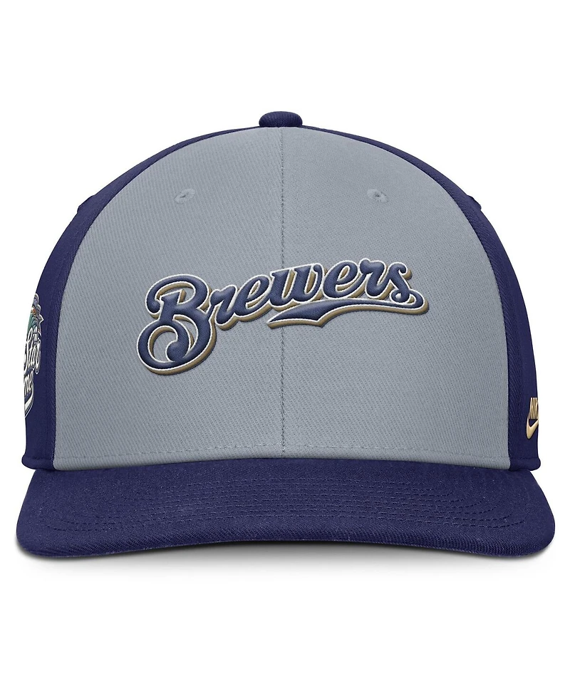 Nike Men's Gray/Navy Milwaukee Brewers Pro Performance Snapback Hat