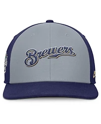 Nike Men's Gray/Navy Milwaukee Brewers Pro Performance Snapback Hat