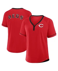 Fanatics Women's Red Cincinnati Reds League Diva Star Raglan V-Neck T-Shirt