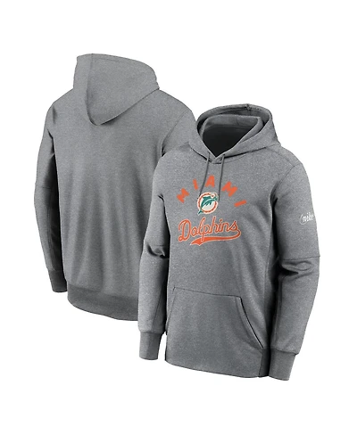 Nike Men's Heather Gray Miami Dolphins Performance Fleece Pullover Hoodie