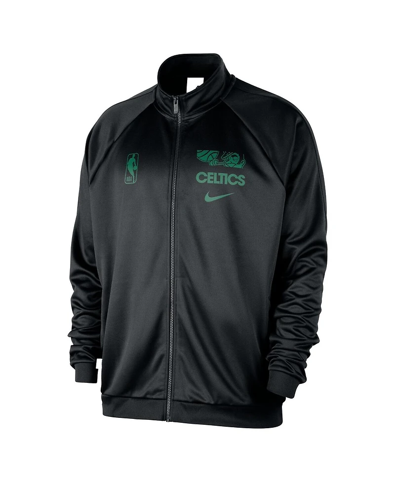 Nike Men's Black Boston Celtics Courtside Pique Club Full-Zip Track Jacket