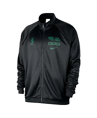 Nike Men's Black Boston Celtics Courtside Pique Club Full-Zip Track Jacket