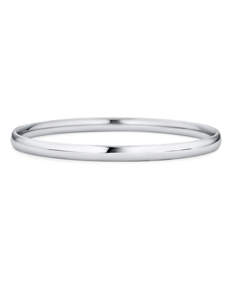 Bling Jewelry Domed Stackable 5MM Round Smooth Polished Bangle Bracelet Rose Gold Plated Stainless Steel 8 Inch