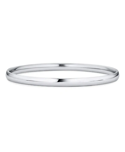 Bling Jewelry Domed Stackable 5MM Round Smooth Polished Bangle Bracelet Rose Gold Plated Stainless Steel 8 Inch