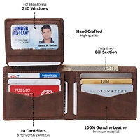 Alpine Swiss Mens Genuine Leather Rfid Safe Bifold Wallet Passcase 2 Id Windows