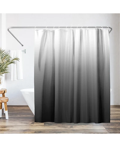 Americanflat 71x74 Ombre Grey Shower Curtain - Water Resistant - Polyester Fabric