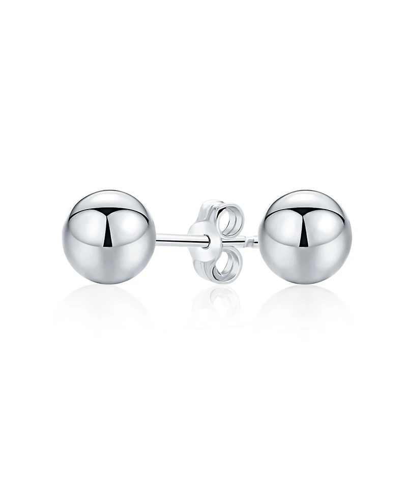 Bling Jewelry Minimalist Plain Simple Round Bead Ball Tragus Cartilage Stud Earrings Shiny Polish .925 Sterling Silver