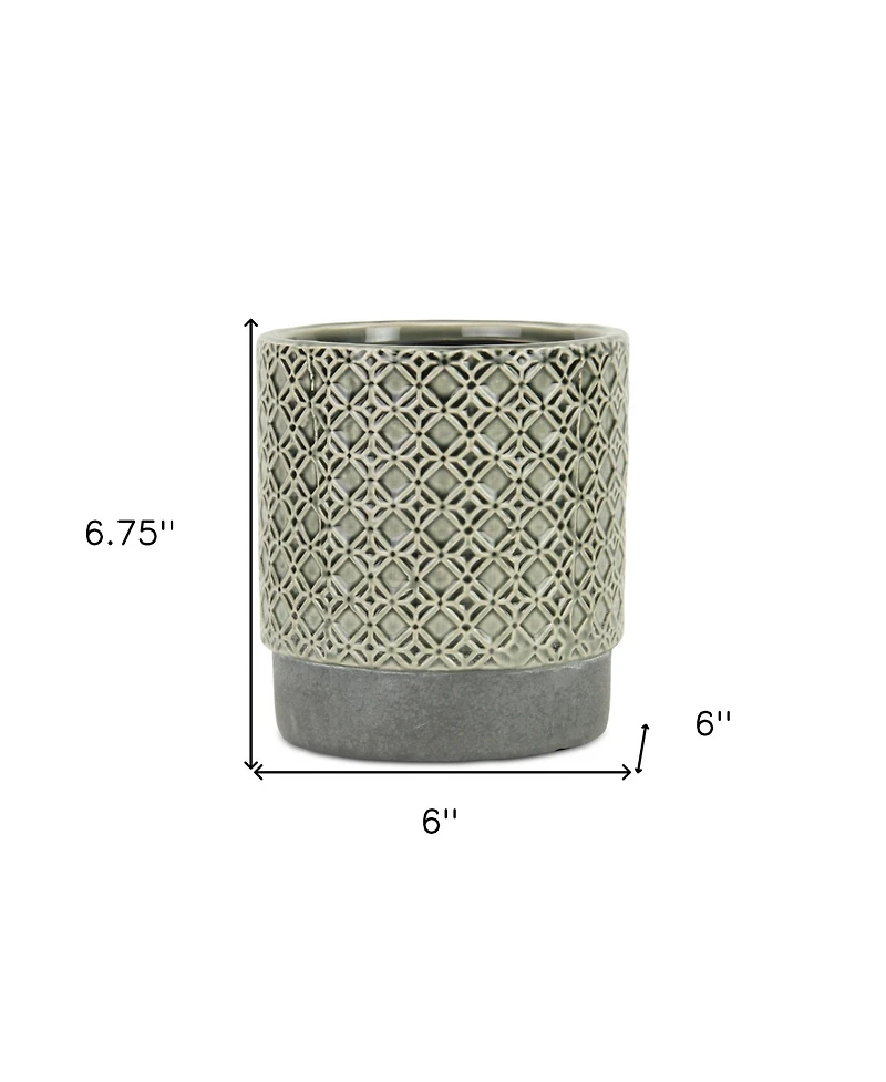 Round Geometric Ceramic Planter – Stylish Pot for Indoor & Outdoor Plants