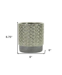 Round Geometric Ceramic Planter – Stylish Pot for Indoor & Outdoor Plants