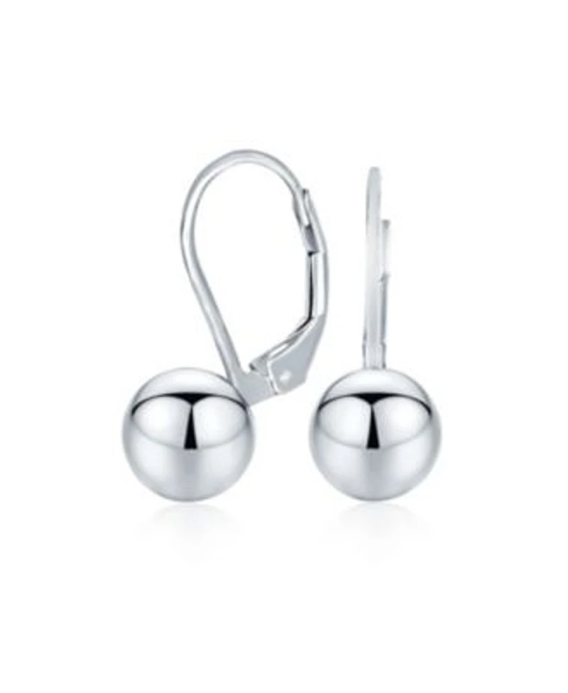 Bling Jewelry Classic Simple Basic Lever Back Round Bead Ball Drop Earrings .925 Sterling Silver