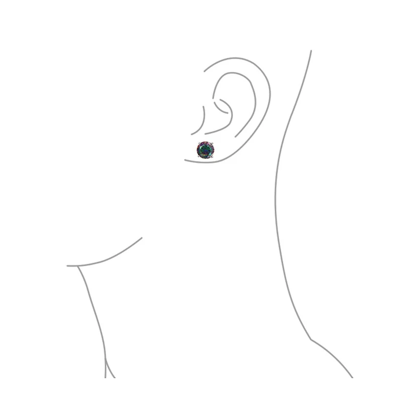 Bling Jewelry Mystic Rainbow Cz Stud Earrings Screw Back Sterling Silver