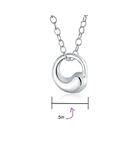 Bling Jewelry Modern Swirl Geometric Karama Circle Pendant Necklace in Sterling Silver