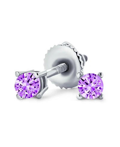 Bling Jewelry Minimalist Tiny 0.25CTW Cz Cubic Zirconia Solitaire Cartilage Stud Earrings .925 Sterling Silver Screw back