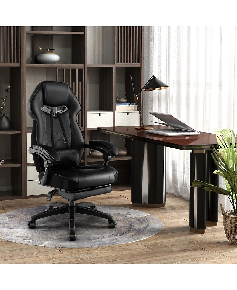 Gaming Chair Racing Style Swivel with Footrest and Adjustable Lumbar Pillow