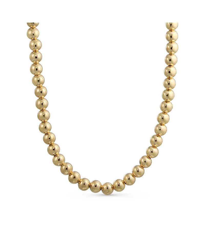 Bling Jewelry Classic Simple 6MM Round Bead Strand Necklace Gold 16 Inch