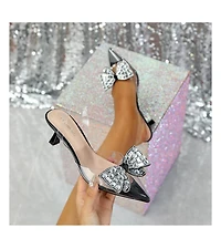Berness Women's Maxi88 Clear Upper Kitten Heels with Rhinestone Detail
