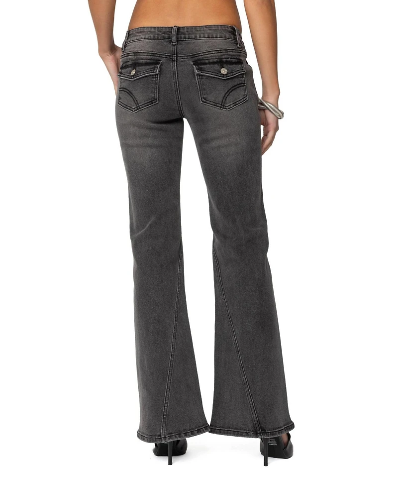 Edikted Women's Colton Boot Cut Low Rise Jeans