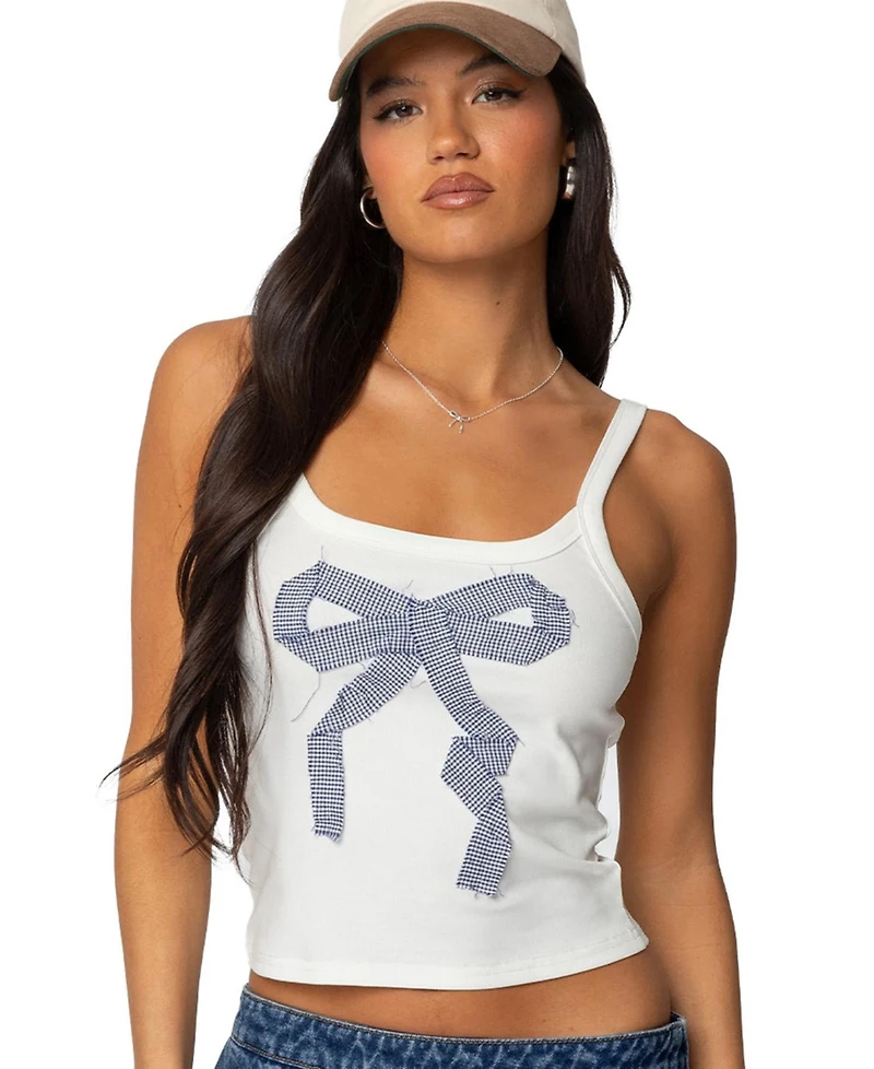 Edikted Women's Harpa Gingham Bow Tank Top