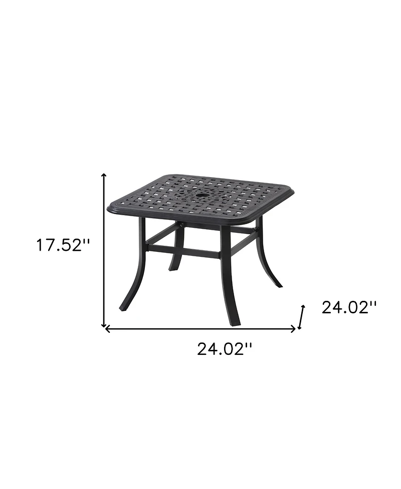 Square Metal Bistro Table with Umbrella Hole – Outdoor Dining Table for Patio