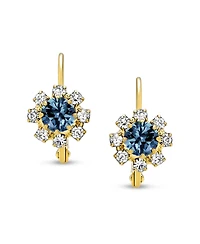 Bling Jewelry Flower Crystal Drop Earrings Gold Plated Brass Lever Back