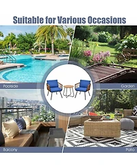 Gymax 3PC Patio Birsto Furniture Set Cushioned Sofa Armrest Coffee Table