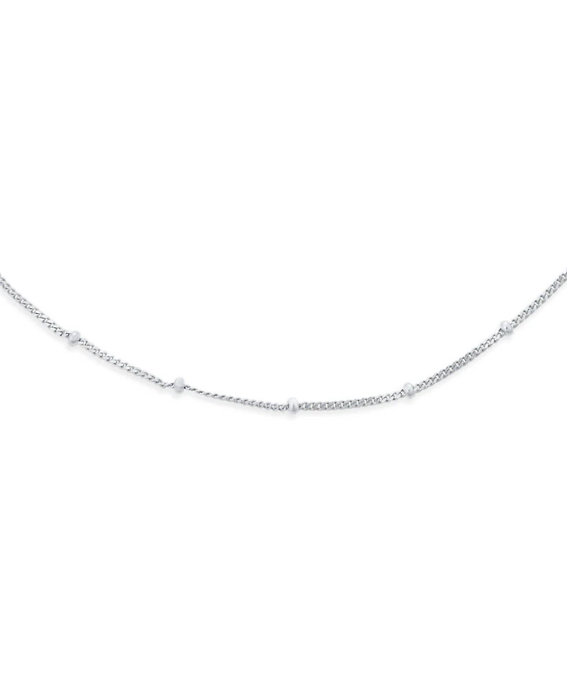Bling Jewelry Thin Minimalist 1.5MM Sterling Silver Celestial Curb Link with Tiny Stationary Ball Saturn Chain Necklace