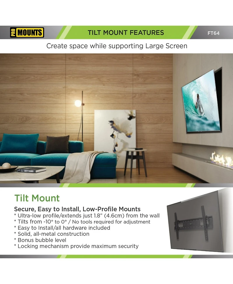 ProMounts Tilt Tv Wall Mount for TVs 42"