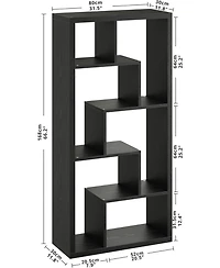 Geometric Bookcase 6-Shelf Industrial Bookshelf Black Etagere Bookcase