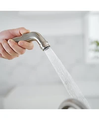 Two-Handle 4 Holes Standard Kitchen Sink Faucet With Side Sprayer Brushed Nickel