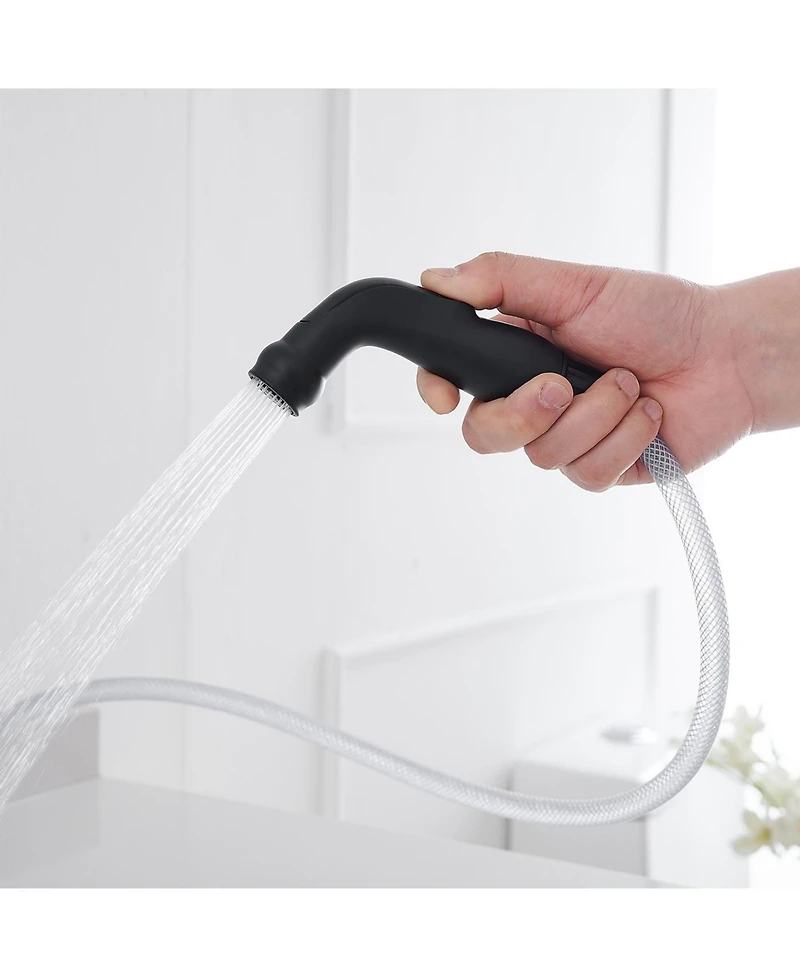 Two-Handle 4 Holes Standard Kitchen Sink Faucet With Side Sprayer In Brushed Nickel