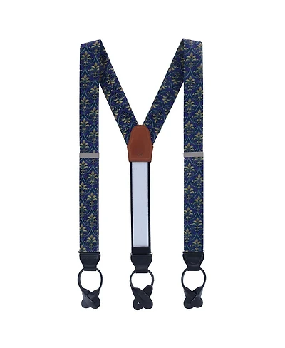Trafalgar Men's The French Quarter Fleur-de-Lis Silk Novelty Button End Suspenders