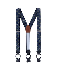 Trafalgar Men's The French Quarter Fleur-de-Lis Silk Novelty Button End Suspenders