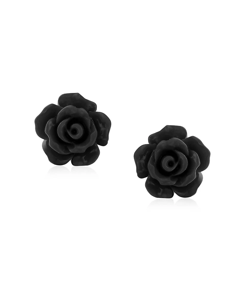 Bling Jewelry Romantic 3D Carved Rose Flower Blooming Post Stud Earrings 10MM Lightweight