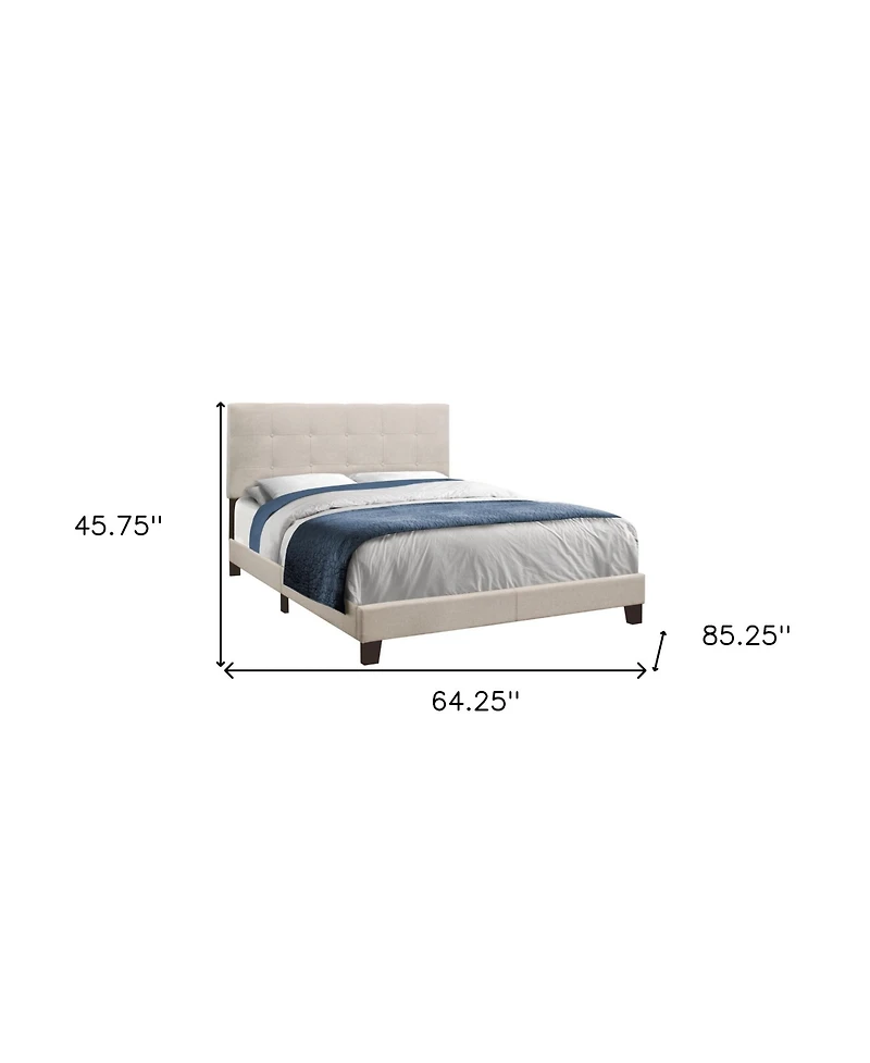 Upholstered Bed Frame with Padded Headboard for Bedroom Comfort