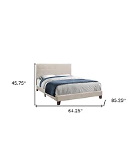 Upholstered Bed Frame with Padded Headboard for Bedroom Comfort