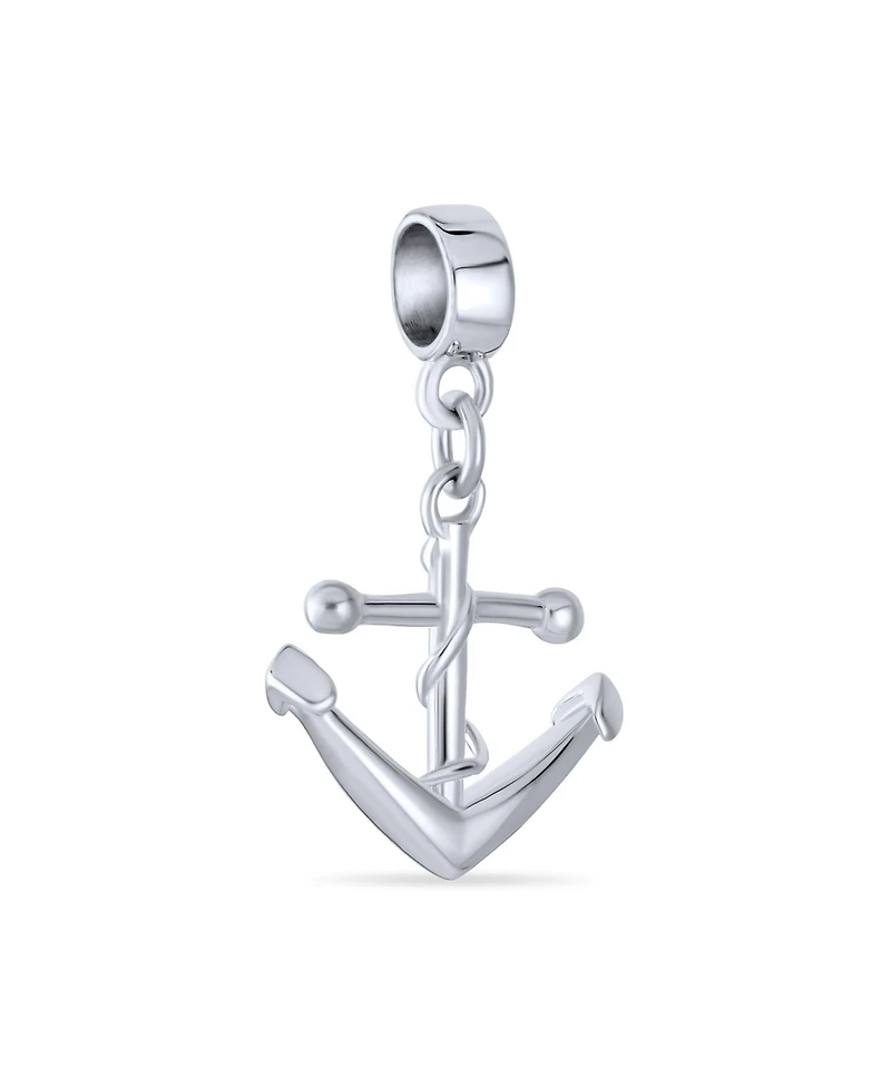Bling Jewelry Nautical Boat Anchor Vacation Travel Dangle Charm Bead .925 Sterling Silver