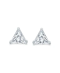 Bling Jewelry Trillion Cut Cz Triangle Stud Earrings Gold Plated Sterling Silver