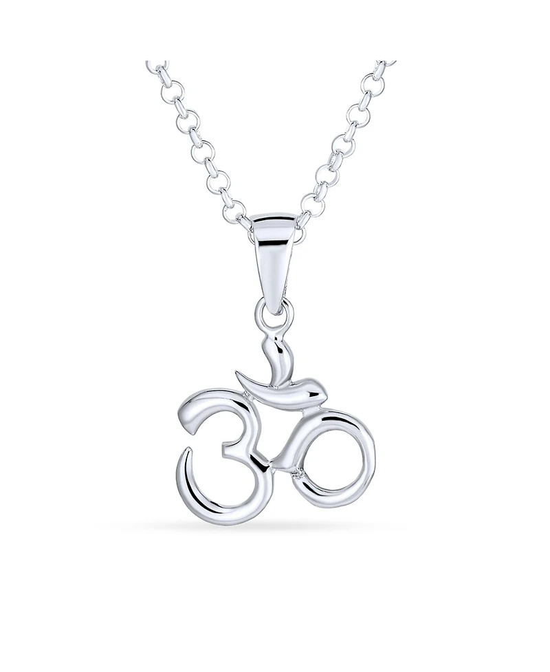 Bling Jewelry Yoga Aum Om Symbol Pendant Necklace in Sterling Silver 18 Inch Chain