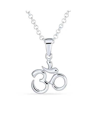Bling Jewelry Yoga Aum Om Symbol Pendant Necklace in Sterling Silver 18 Inch Chain