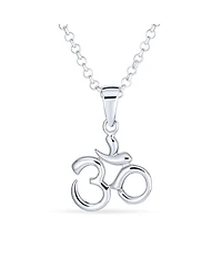 Bling Jewelry Yoga Aum Om Symbol Pendant Necklace in Sterling Silver 18 Inch Chain